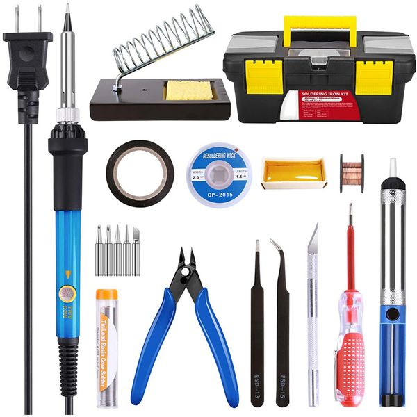 soldering iron kit electronics 60w adjustable temperature soldering iron and other kits in portable toolbox,us plug
soldering iron kit electronics 60w adjustable temperature soldering iron and other kits in portable toolbox,us plug