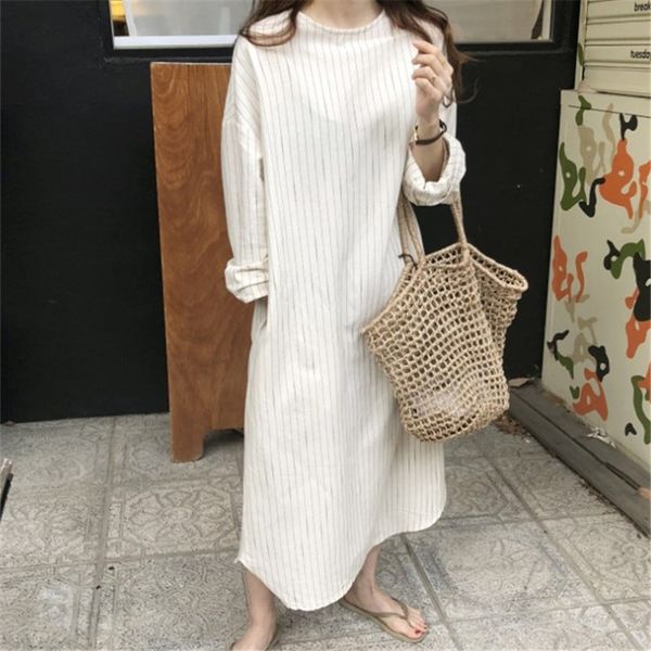 2020 womens new big plus long shirt white cotton linen korea lazy girl female striped minimalism shirt dress dresses e078, Black;gray
2020 womens new big plus long shirt white cotton linen korea lazy girl female striped minimalism shirt dress dresses e078, Black;gray