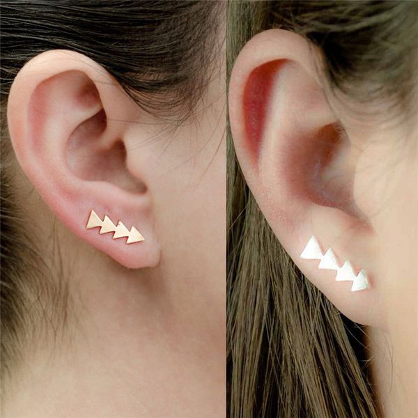 new fashion alloy jewelry simple geometry continuous triangle ear clip earrings, Silver 
new fashion alloy jewelry simple geometry continuous triangle ear clip earrings, Silver