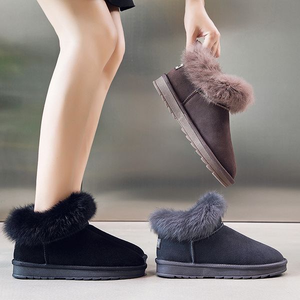 2019 winter new snow boots women's fashion simple warm thick plush decorative leather comfortable casual boots, Black
2019 winter new snow boots women's fashion simple warm thick plush decorative leather comfortable casual boots, Black