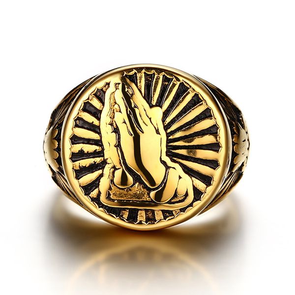 stainless steel ring vintage mens religious praying hands signet ring gold tone male for men fashion jewelry anel aneis, Slivery;golden
stainless steel ring vintage mens religious praying hands signet ring gold tone male for men fashion jewelry anel aneis, Slivery;golden