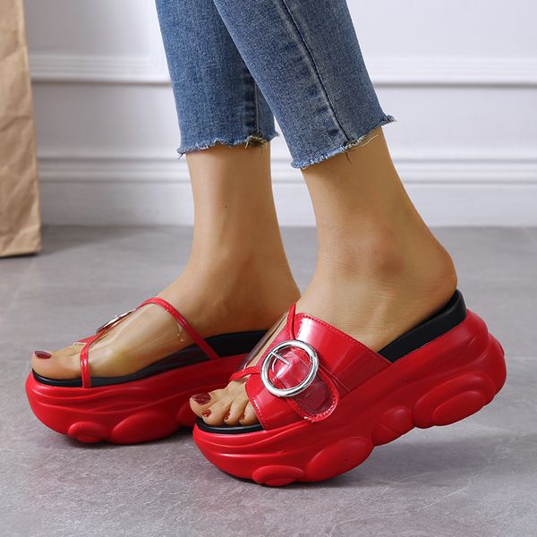 slippers women thick bottom wedge high heel woman metal buckle beach slides drop summer clear chunky platform sandals, Black
slippers women thick bottom wedge high heel woman metal buckle beach slides drop summer clear chunky platform sandals, Black