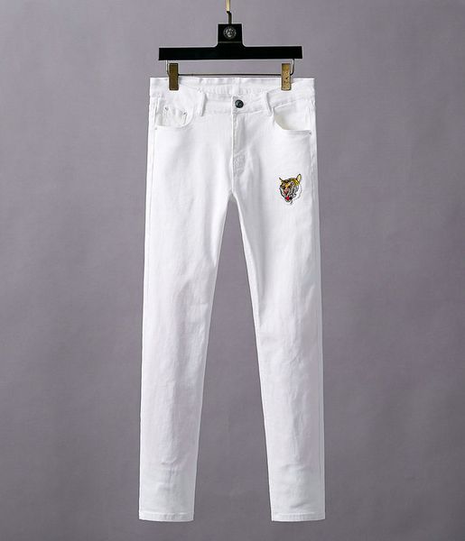 phillip mens jeans plain brand designer boutique pants cool embroidered tiger head solid color simple leisure comfortable wild white jeans, Blue
phillip mens jeans plain brand designer boutique pants cool embroidered tiger head solid color simple leisure comfortable wild white jeans, Blue