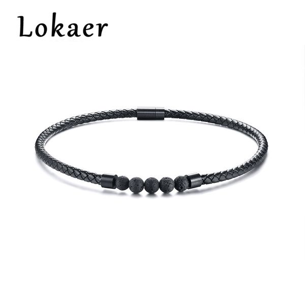 lokaer black genuine leather choker necklace for men lava stone magnetic closure energy power male jewelry, Silver
lokaer black genuine leather choker necklace for men lava stone magnetic closure energy power male jewelry, Silver