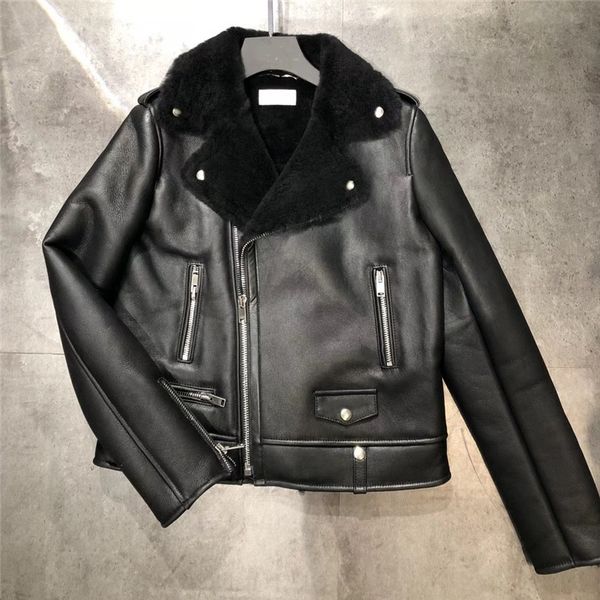 women's lapel genuine sheepskin fur jacket thick black moto jacket warm winter shearling coat leather
women's lapel genuine sheepskin fur jacket thick black moto jacket warm winter shearling coat leather