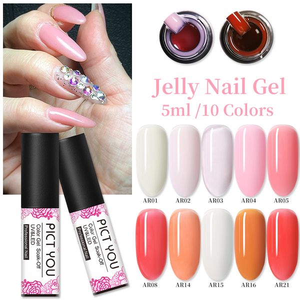 1 bottle pict you 5ml jelly gel polish colorful bling sequins semi-transparent pink white uv gel varnish
1 bottle pict you 5ml jelly gel polish colorful bling sequins semi-transparent pink white uv gel varnish