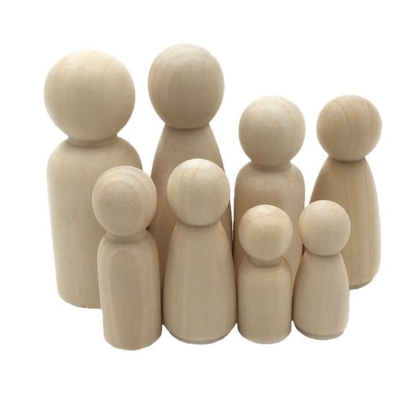 45mm 50pcs Family Wood Craft Unfinished Wood Diy Art Craft Painting Family People Wooden Peg Dolls Toy Home Decor Accessories