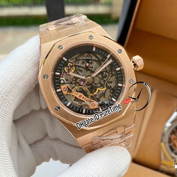 new royal 15407 tourbillon automatic mens watch rose gold black skeleton dial sapphire stainless steel bracelet watches puretime e126b2, Slivery;brown
new royal 15407 tourbillon automatic mens watch rose gold black skeleton dial sapphire stainless steel bracelet watches puretime e126b2, Slivery;brown