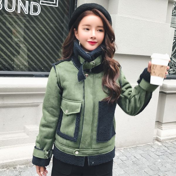 korean-style fashion doubled fur collar plus velvet thick faux deerskin velvet jacket women's short army green faux fur aut, Blue;black
korean-style fashion doubled fur collar plus velvet thick faux deerskin velvet jacket women's short army green faux fur aut, Blue;black