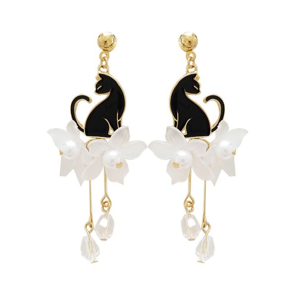 fashion women stud earrings acrylic black cat earrings female popular white petals long tassels cat pearl for women, Golden;silver
fashion women stud earrings acrylic black cat earrings female popular white petals long tassels cat pearl for women, Golden;silver