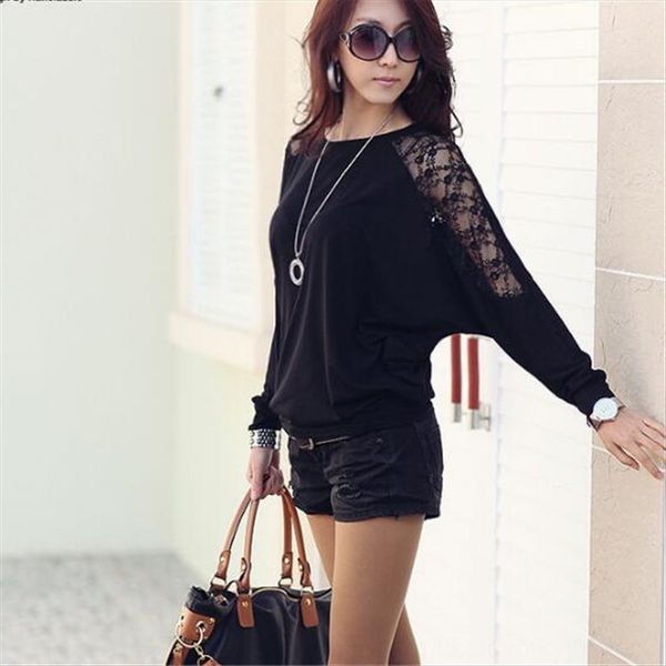 fat mm loose slim t- lace stitching base shirt chin plus fat plus size bat sleeve t-shirt female, White
fat mm loose slim t- lace stitching base shirt chin plus fat plus size bat sleeve t-shirt female, White