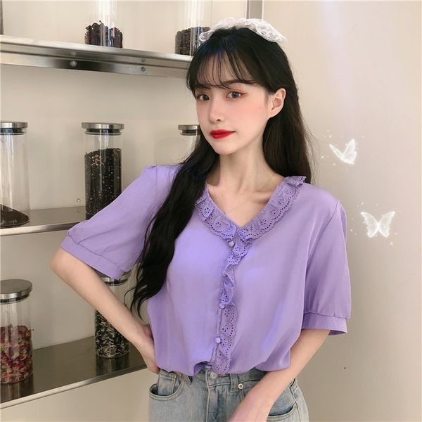 v-neck ladies lace up ruffles blouses loose v-neck shirts fashion brand women's clothing new korean summer preppy style, White
v-neck ladies lace up ruffles blouses loose v-neck shirts fashion brand women's clothing new korean summer preppy style, White