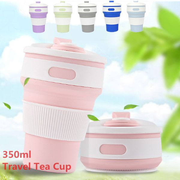 

outdoor travel 12oz collapsible silicone coffee cup mug reusable foldable new custom silicone water bottle folding cup