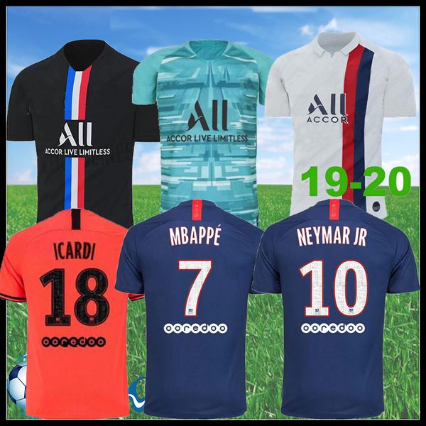 

2019 2020 psg mbappe cavani di maria matuidi icardi home football soccer shirt 19 20 paris man and kids kit sports jersey, Black;yellow