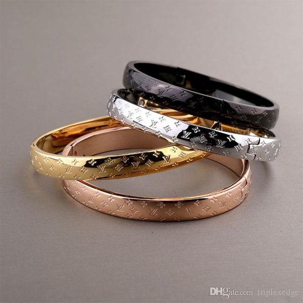 316l titanium classic logo cuff bracelet european selling fashion couple bracelet electroplated 18k gold never fade, Black
316l titanium classic logo cuff bracelet european selling fashion couple bracelet electroplated 18k gold never fade, Black