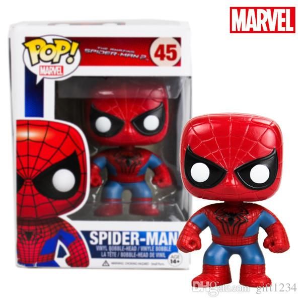 

cute present funko pop marvel the amazing spiderman 2 spider-man vinly action figure #45 in box gift toy doll
