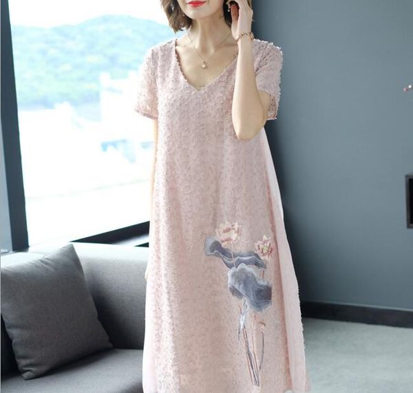 summer long section wide wife pregnant women fat mm large size temperament thin embroidered knee dress women, Black;gray
summer long section wide wife pregnant women fat mm large size temperament thin embroidered knee dress women, Black;gray