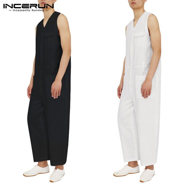 fashion men cargo overalls 2020 sleeveless multi pockets jumpsuit solid color pants v neck streetwear mens rompers s-5xl incerun, Black
fashion men cargo overalls 2020 sleeveless multi pockets jumpsuit solid color pants v neck streetwear mens rompers s-5xl incerun, Black