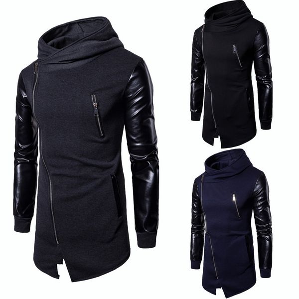 heflashor 2018 new fashion patchwork sweatshirts pu leather long sleeve design casual long men's cardigans slim zipper outwear, Black
heflashor 2018 new fashion patchwork sweatshirts pu leather long sleeve design casual long men's cardigans slim zipper outwear, Black