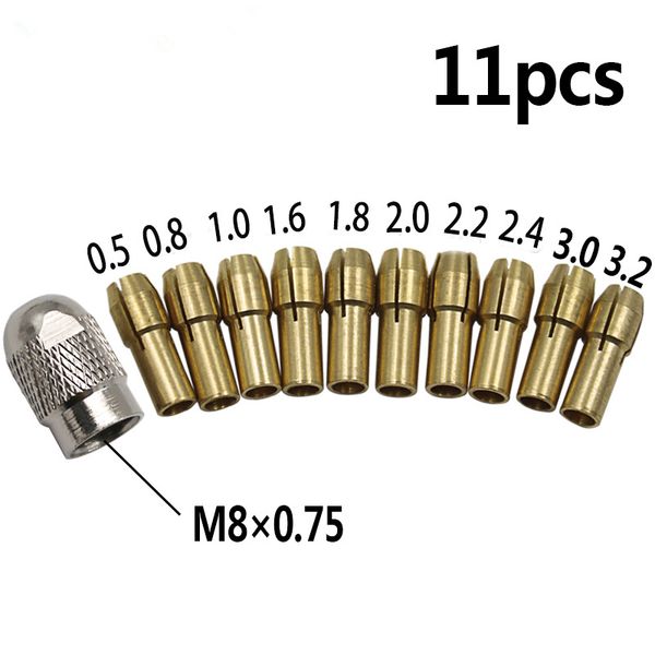 11pcs three-jaw copper drill chuck collet clip bit set for dremel rotate tool mini electric grinding accessories 0.5-3.2mm
11pcs three-jaw copper drill chuck collet clip bit set for dremel rotate tool mini electric grinding accessories 0.5-3.2mm