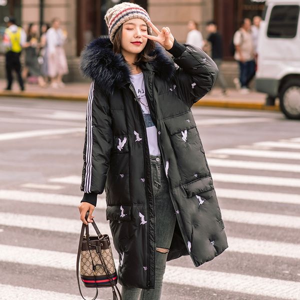 embroidered large fur collar hooded down jacket women's mid-length 2019 winter new style korean-style fashion elegant over-the-k, Black;white
embroidered large fur collar hooded down jacket women's mid-length 2019 winter new style korean-style fashion elegant over-the-k, Black;white