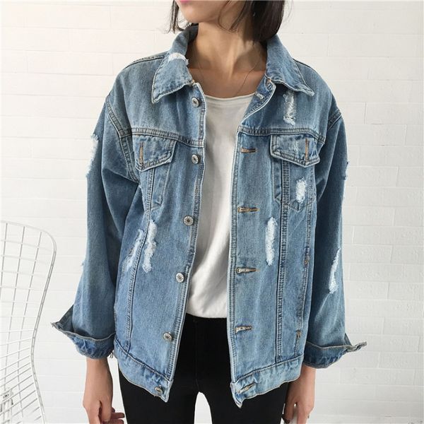 spring women basic denim jacket long sleeve loose female jeans coat girls outwear, Black;brown
spring women basic denim jacket long sleeve loose female jeans coat girls outwear, Black;brown