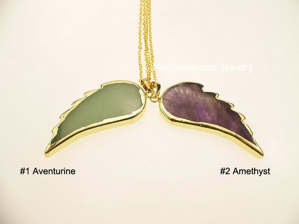 angel wing pendant necklace gold plated wing necklace natural stone bohemian jewelry, Silver
angel wing pendant necklace gold plated wing necklace natural stone bohemian jewelry, Silver