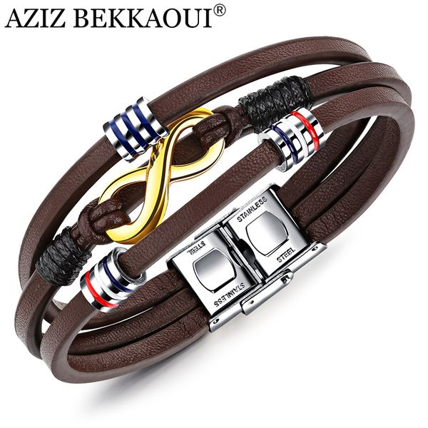 aziz bekkaoui brown leather bracelet for men infinity bracelet stainless steel male jewelry braid chain beads accessories, Golden;silver
aziz bekkaoui brown leather bracelet for men infinity bracelet stainless steel male jewelry braid chain beads accessories, Golden;silver