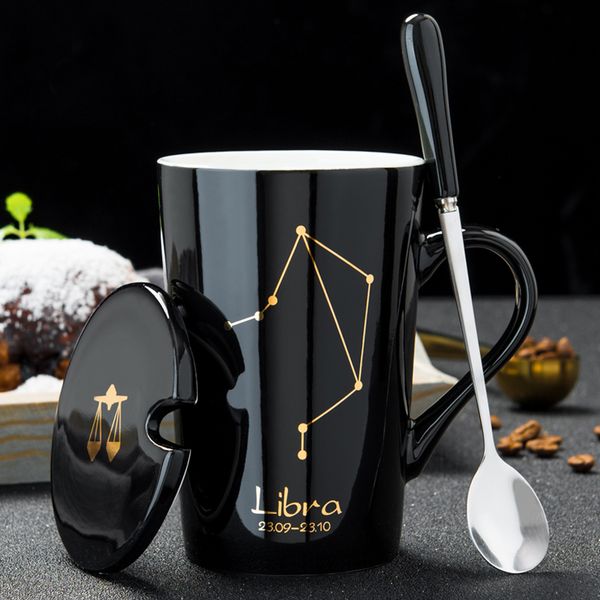 creative gold printing twelve constellations black coffee mug tea cup with tea leak with lid and spoon as gift
creative gold printing twelve constellations black coffee mug tea cup with tea leak with lid and spoon as gift