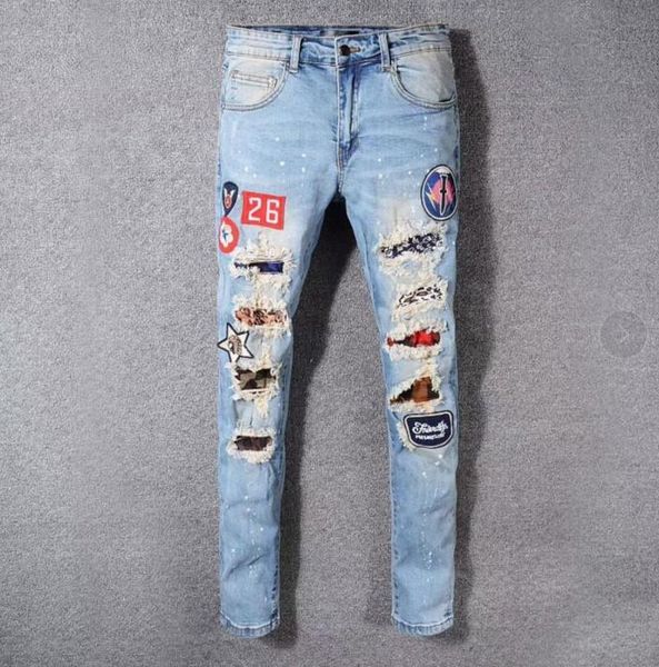 2020 mens jeans distressed motorcycle biker jeans rock skinny slim ripped hole stripe famous brand denim pants designer jeans, Blue
2020 mens jeans distressed motorcycle biker jeans rock skinny slim ripped hole stripe famous brand denim pants designer jeans, Blue