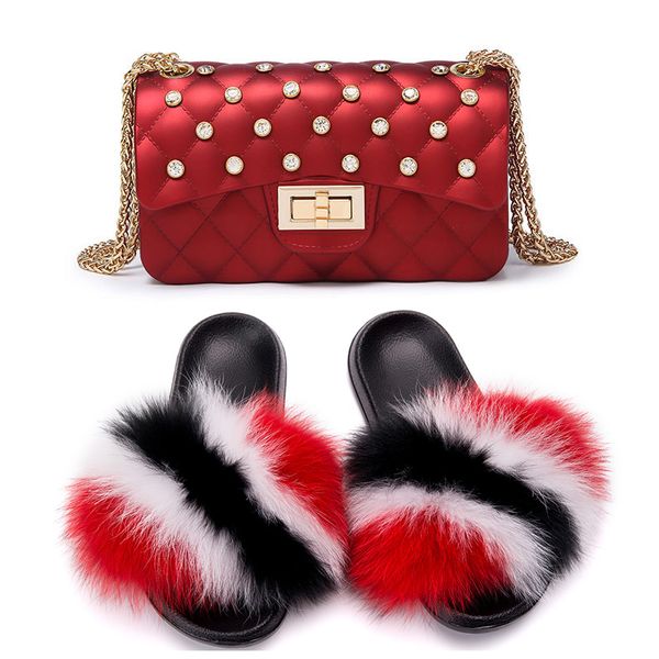 new women diamond shoulder bag fur slippers set fashion ladies fluffy furry fur slides portable jelly bag mtach bling purse hot, Black
new women diamond shoulder bag fur slippers set fashion ladies fluffy furry fur slides portable jelly bag mtach bling purse hot, Black