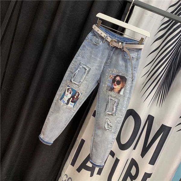 plus size womens fashion jeans female 2020 summer high waist loose harem pants hole stickers drill denim pants jean lady, Blue
plus size womens fashion jeans female 2020 summer high waist loose harem pants hole stickers drill denim pants jean lady, Blue