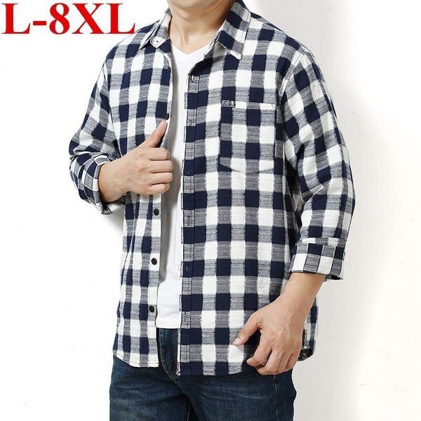 plus size men's shirt spring autumn new male long sleeve flannel plaid shirt brand men office style business casual shirts, White;black
plus size men's shirt spring autumn new male long sleeve flannel plaid shirt brand men office style business casual shirts, White;black