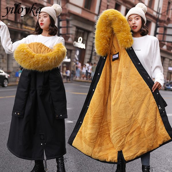 winter coat women parkas large fur collar hooded jackets down cotton long jacket cashmere lining female parka outwear plus size, Black
winter coat women parkas large fur collar hooded jackets down cotton long jacket cashmere lining female parka outwear plus size, Black