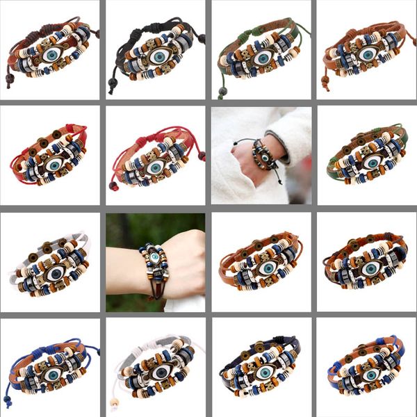 14-color beaded strand eye leather bracelet adjustable men's and women's bracelets jewelry wholesale, Black
14-color beaded strand eye leather bracelet adjustable men's and women's bracelets jewelry wholesale, Black