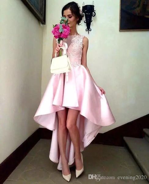 pink high low short homecoming dresses prom dresses elegant lace appliques sheer neck satin party cocktail gowns, Blue;pink
pink high low short homecoming dresses prom dresses elegant lace appliques sheer neck satin party cocktail gowns, Blue;pink
