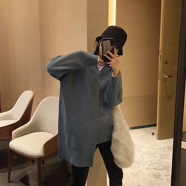 fashion tide solid color women pullover autumn and winter loose outer wear irregular stitching wild pullover knit sweater pb955, White;black
fashion tide solid color women pullover autumn and winter loose outer wear irregular stitching wild pullover knit sweater pb955, White;black