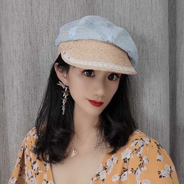 summer new lafite grass bud octagonal sun hat beret painter cap web celebrity han edition visors, Blue;gray
summer new lafite grass bud octagonal sun hat beret painter cap web celebrity han edition visors, Blue;gray
