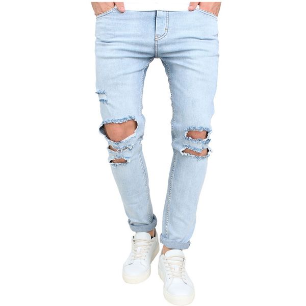 brand man knee big hole jeans fashion 2017 new spring wash light blue denim trousers men's distressed ripped skinny jeans men
brand man knee big hole jeans fashion 2017 new spring wash light blue denim trousers men's distressed ripped skinny jeans men