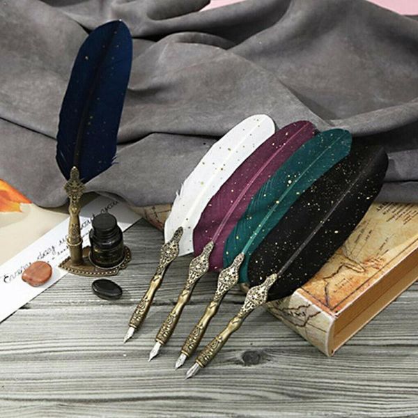 1pc vintage sprinkle gold feather quill dip stationery set box fountain ink pen calligraphy nibs writing gift 5 u6c6
1pc vintage sprinkle gold feather quill dip stationery set box fountain ink pen calligraphy nibs writing gift 5 u6c6