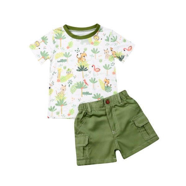 2-7y toddler kids baby boys clothes sets print short sleeve t-shirt short pants animal cotton outfit, White
2-7y toddler kids baby boys clothes sets print short sleeve t-shirt short pants animal cotton outfit, White