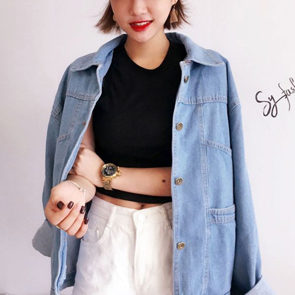semfri casual blue jeans jacket 2019 women korean loose pocket denim coat female cowboy winter jean coat outwear jaquetas, Black;brown
semfri casual blue jeans jacket 2019 women korean loose pocket denim coat female cowboy winter jean coat outwear jaquetas, Black;brown