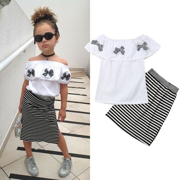toddler kids baby girls summer fashion clothes sets off shoulder ruffle t-shirt + skirt clothes outfits set, White
toddler kids baby girls summer fashion clothes sets off shoulder ruffle t-shirt + skirt clothes outfits set, White