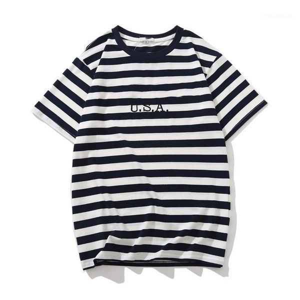 striped t shirts summer fashion embroidery designer tees short sleeved clothes jeans usa mens, White;black
striped t shirts summer fashion embroidery designer tees short sleeved clothes jeans usa mens, White;black