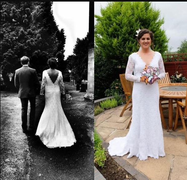 backless summer boho wedding dresses lace long sleeves sheath garden beach bohemian v neck fit and flare wedding bridal gowns., White
backless summer boho wedding dresses lace long sleeves sheath garden beach bohemian v neck fit and flare wedding bridal gowns., White