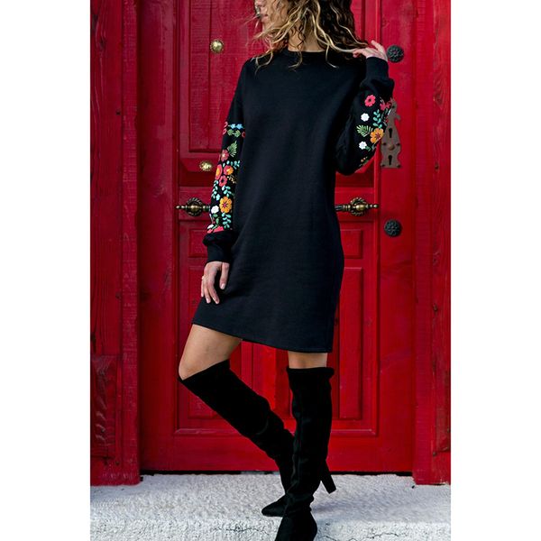 women winter warm dress elegant floral print long sleeve o-neck loose sweatshirt dress streeetwear vestido sj1241v, Black;gray
women winter warm dress elegant floral print long sleeve o-neck loose sweatshirt dress streeetwear vestido sj1241v, Black;gray