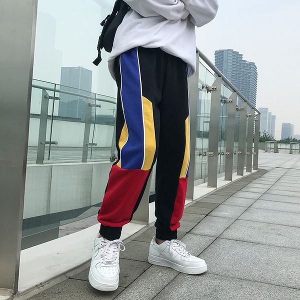 2018 new men's fashion casual loose spliced color elastic waist bound feet trousers brand joggers sweatpants plus size m-2xl, Black
2018 new men's fashion casual loose spliced color elastic waist bound feet trousers brand joggers sweatpants plus size m-2xl, Black