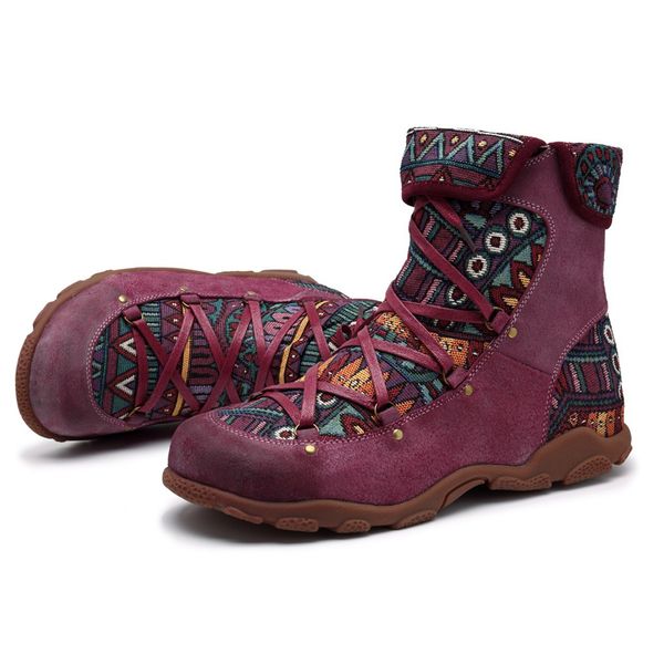 bohemian women flat heel round head boots retro leisure embroidery stitching ankle boots comfortable lace-up flat shoes woman, Black
bohemian women flat heel round head boots retro leisure embroidery stitching ankle boots comfortable lace-up flat shoes woman, Black