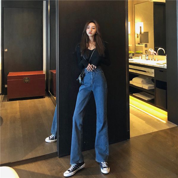 womens high waist jeans wide leg loose fit leisure denim full length straight casual jeans spring summer, Blue
womens high waist jeans wide leg loose fit leisure denim full length straight casual jeans spring summer, Blue
