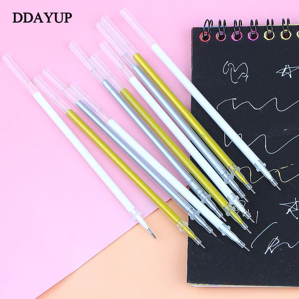 10pcs 0.8mm White Gold Silver Gel Pen Refill P Pen Refills Stationery Office Learning Scrapbooking Sketch Drawing